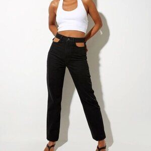 Motel Rocks Black High-Waisted Cutout Straight Leg Jeans Concert Size Medium